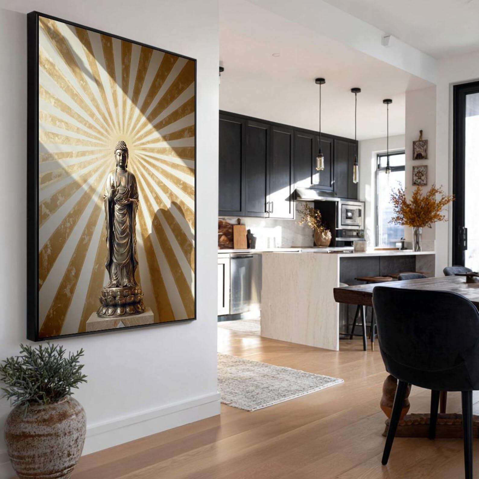 Spiritual Room Canvas Wall Art, Portrait Buddha Paint, Large Modern Decor, Posters and Prints Buddha for Horizontal Bed(80x120cm/Frameless)