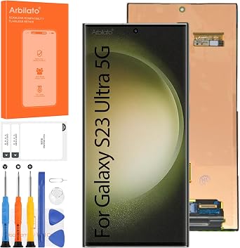 Original Screen for Samsung Galaxy S23 Ultra 5G Screen Replacement for Samsung S23 Ultra LCD Screen SM-S918B,SM-S918U Touch Display Digitizer Assembly Repair Parts No Framewith Fingerprint Function