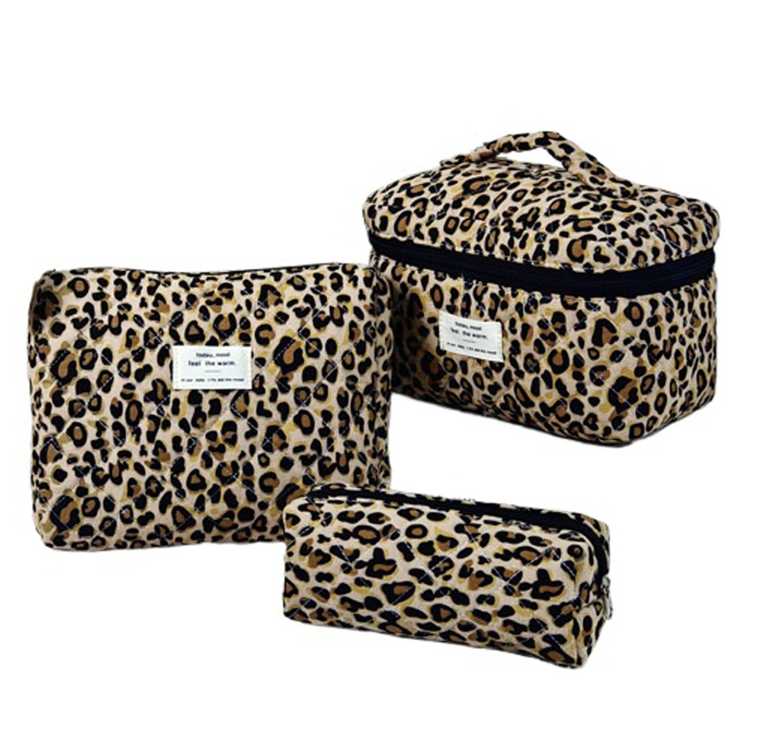 3er Set Kosmetiktasche Blumen MäDchen,Kulturtasche Damen,Gesteppte Make Up Tasche,Baumwolle Kulturbeutel Set,Coquette Make Up Bag Aesthetic Stuff Clean Girl,Cosmetic Bag