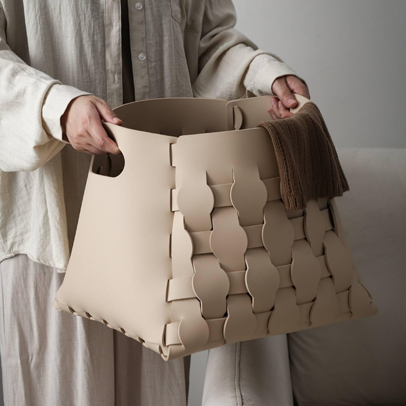 Fenteer Cesto Portabiancheria Cesto Lavanderia Cestino Contenitore Cesta Organizzatore in Pelle Pieghevole E Compatto Adatto per Vestiti Accessori Spazi Piccoli Bagno Lavanderia, Grigio