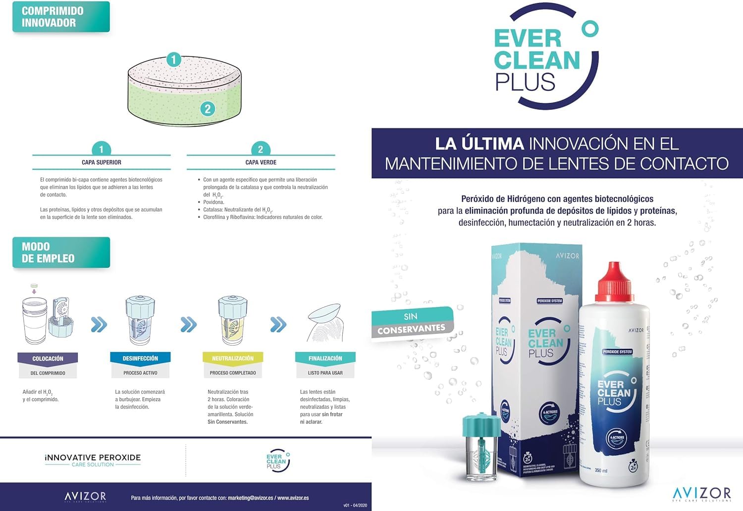 EverClean Plus 350ml + 45 comprimidos y Lacrifresh Ocu-Dry 0.30% 10ml - Solución de Limpieza y Gotas Lubricantes para Lentes de Contacto y Ojos Secos