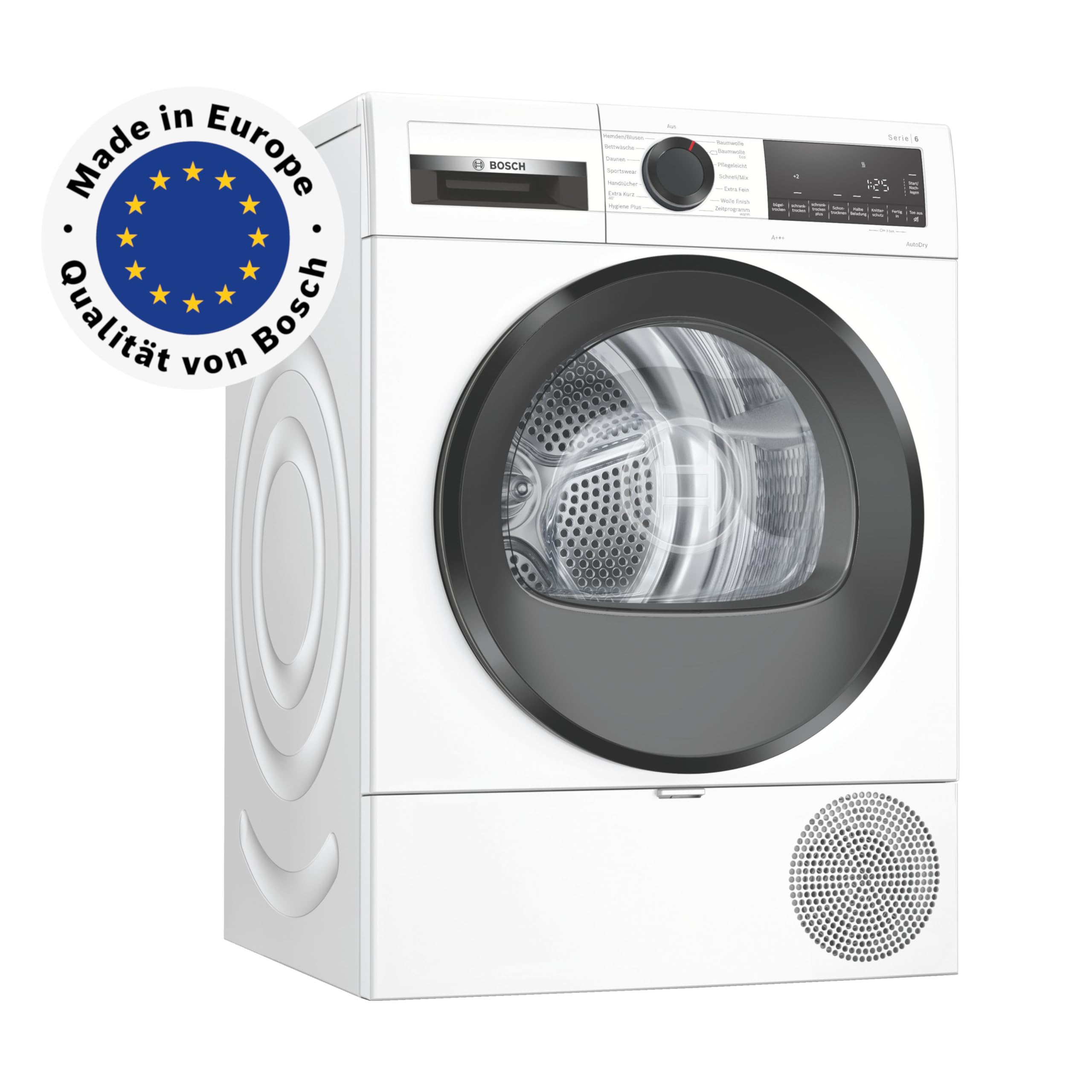 Bosch Wärmepumpentrockner für 8 kg Wäsche, Serie 6, A+++, 176 kWh/Jahr, Auto Dry, Anti Vibration-Design, Sensitive Drying-System, Umweltfreundliches Kühlmittel, Weiß, WQG233D40