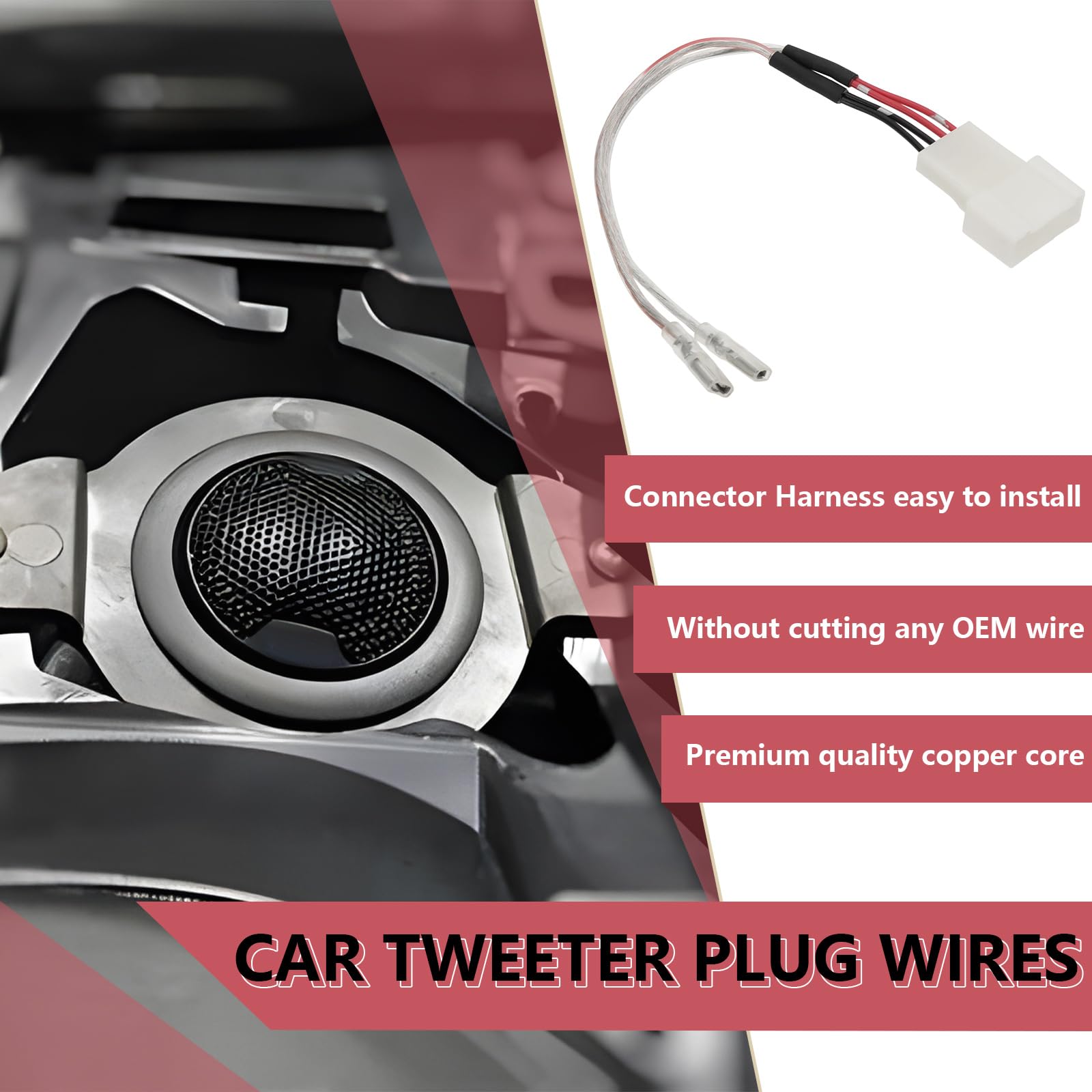 ECSiNG Złącze wiązki przewodów głośnika samochodowego, Dash Tweeter, złącze kabla głośnika, kompatybilne z Toyota Corolla/Camry/RAV4, kompatybilne z Subaru Forester/Impreza, 2 szt