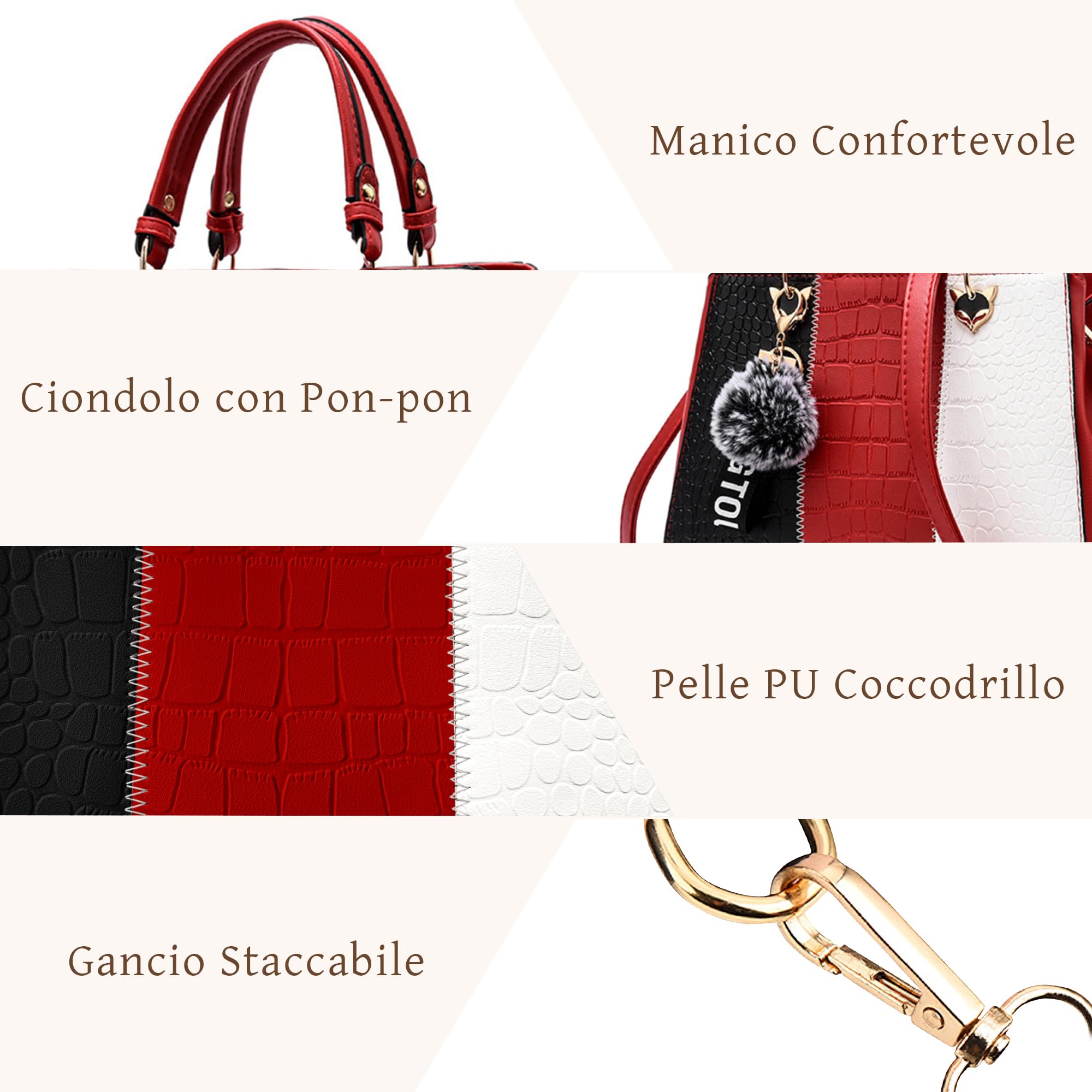 VARLIVOO Elegante Donna Borsa Delle Donne Borse a Mano Borse a Spalla Crocodile Model Impermeabile Pelle PU