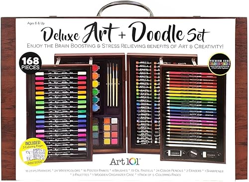 Art 101 - Juego de arte y garabatos de lujo, colores surtidos, 168 piezas (53168)