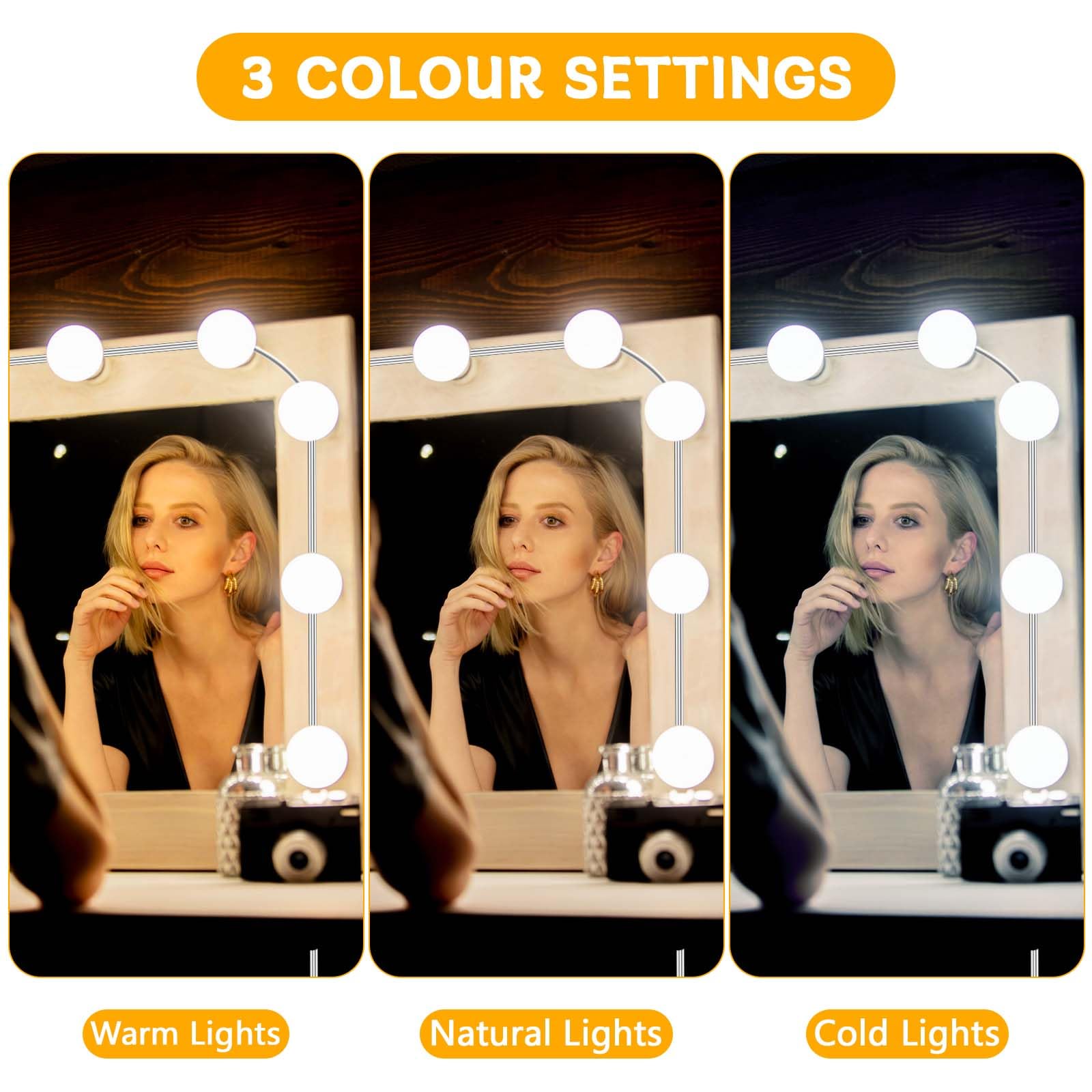 Auauraintt LED para espejo luces Hollywood regulables 3 colores lámpara de maquillaje ropa vestidor baño