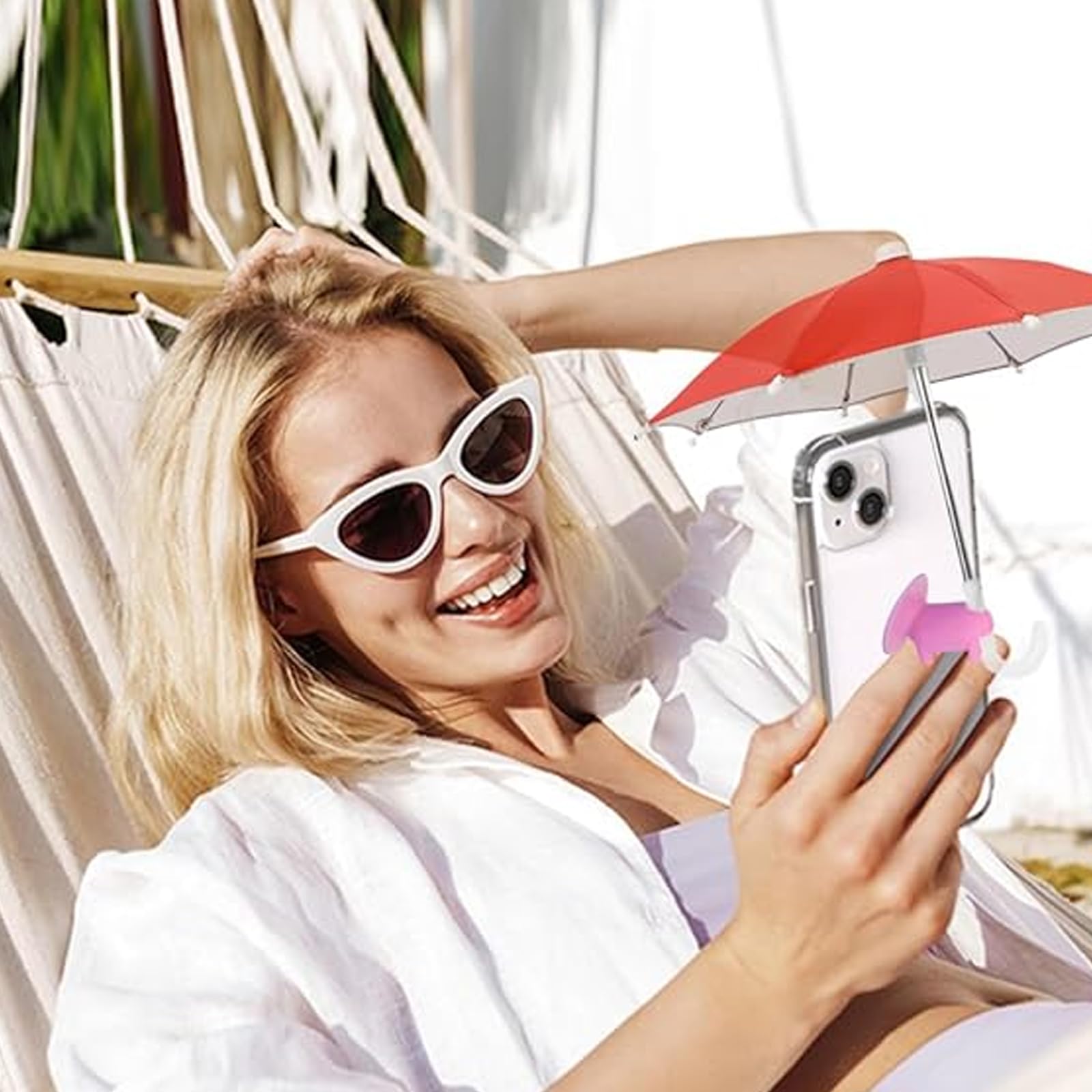 Lot de 4 parapluies de téléphone à ventouse en forme de cochon - Multifonctions - Pour le soleil - Noir, violet, rouge, vert