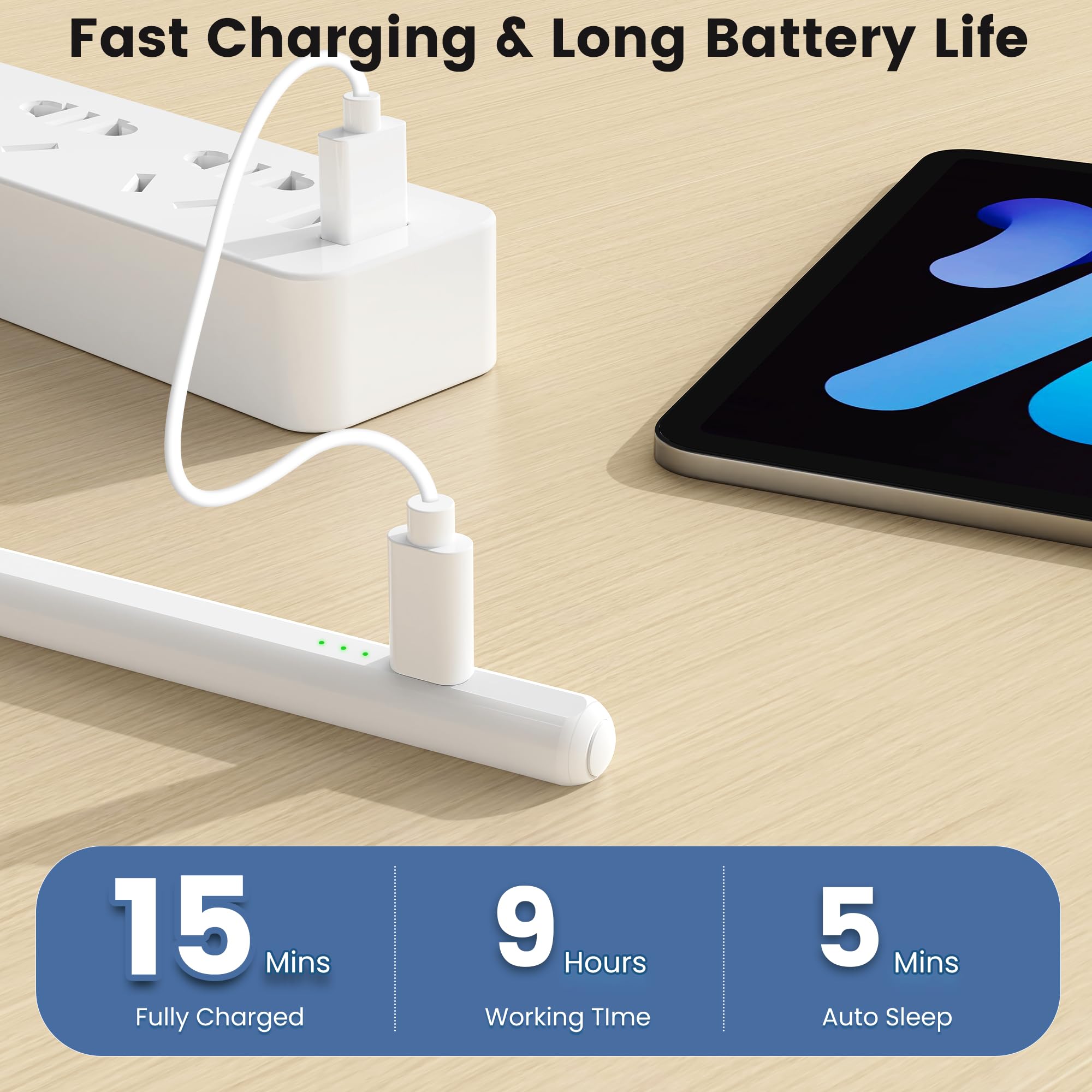 Pencil for Apple iPad A16 10th Generation, Fast Charge Stylus Pen for 2025-2018 iPad A16/11-6th Gen, Air 11"/13" M3/M2/5th-3rd, Pro 13"/11"/M4/12.9", Mini A17 Pro/6/5th Palm Rejection Tilt Sensitivity