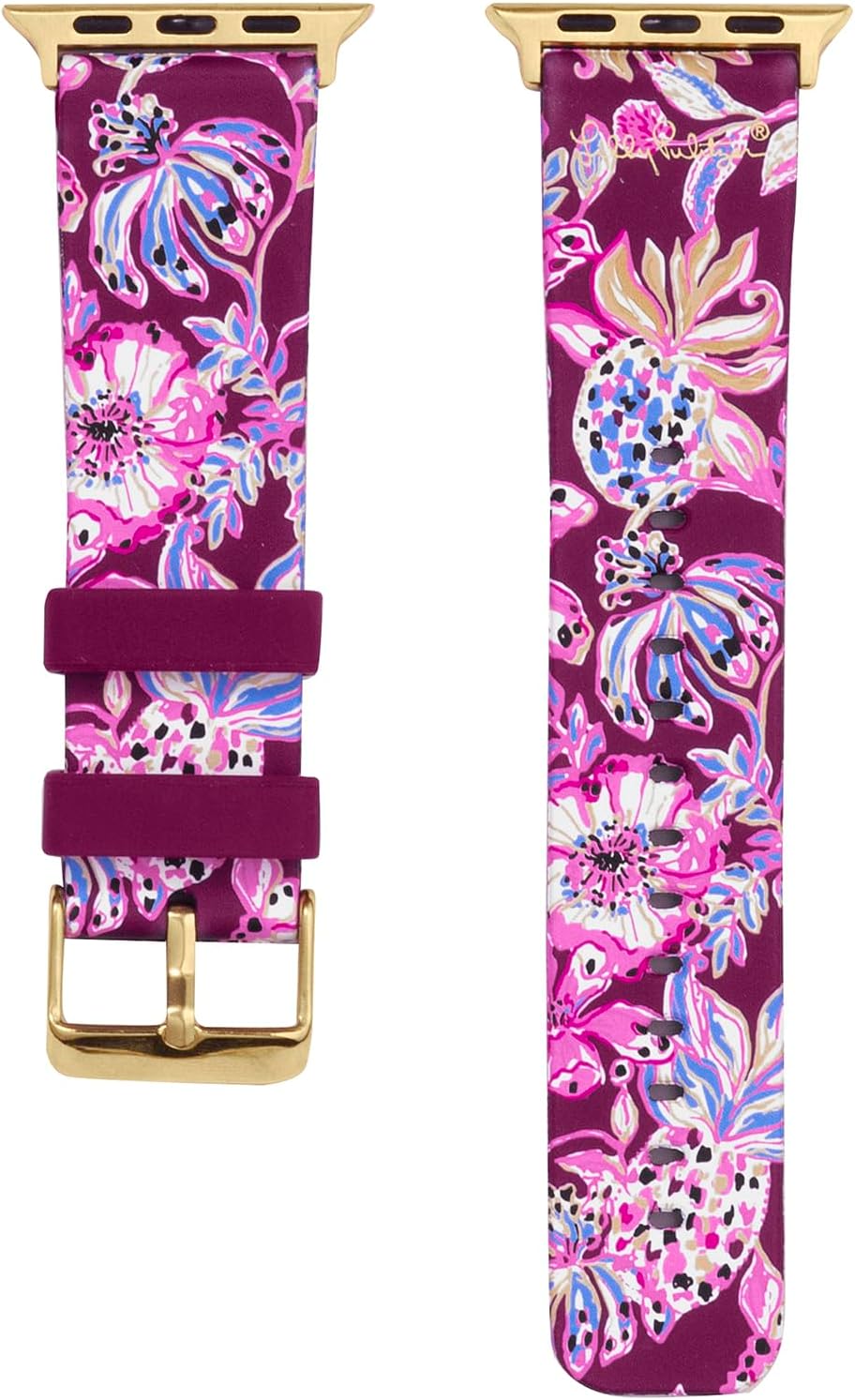 Lilly Pulitzer Silicone Apple Watch Band for Women, Sized to Fit 38mm 40mm 42mm & 44mm Smartwatches, Compatible with Apple Watch Series 1-6 and SE