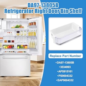 UPGRADED DA97-13805B Refrigerator Door Bin Compatible with Samsung Refrigerator Door Shelf Parts, Right Samsung Fridge Door Shelves RF28HFEDBSR RF28HFEDTSR RF28HFEDTBC RF28HFEDBWW RF28HFEDBBC Door Bin