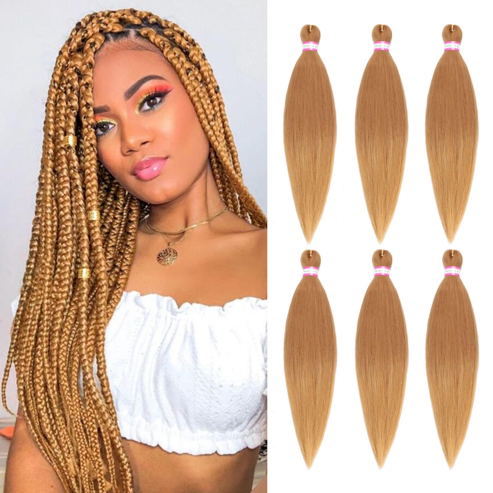 Amazon.com : Dorsanee Honey Blonde Braiding Hair Pre Stretched 20
