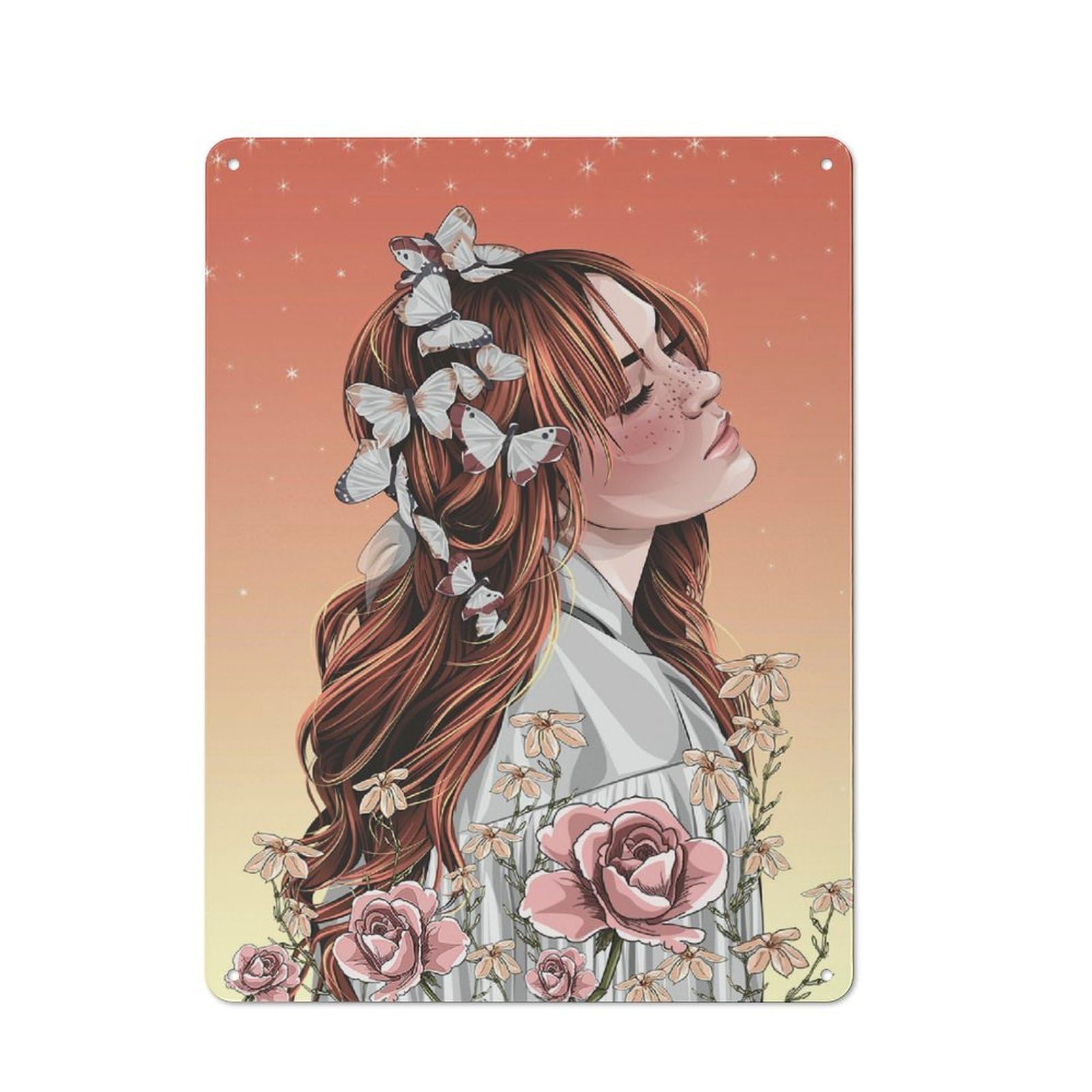 Junmoney Flowers Bloom Retro Tin Sign 40X30cm For Workshop Wall, For Home Interiors And Metal Sign Collectors