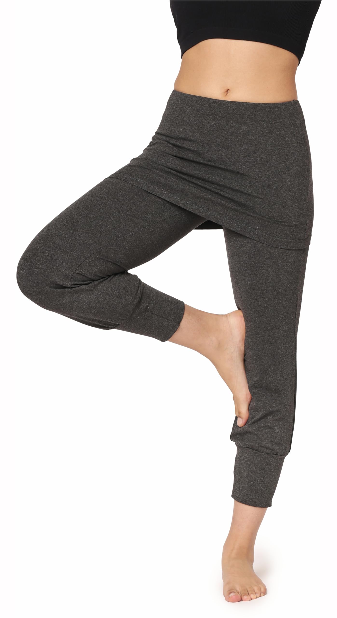 Bellivalini Yoga-Hose mit Rock 3/4 Trainingshose Yogahose Damen leichte Jogginghose aus Viskose BLV50-276