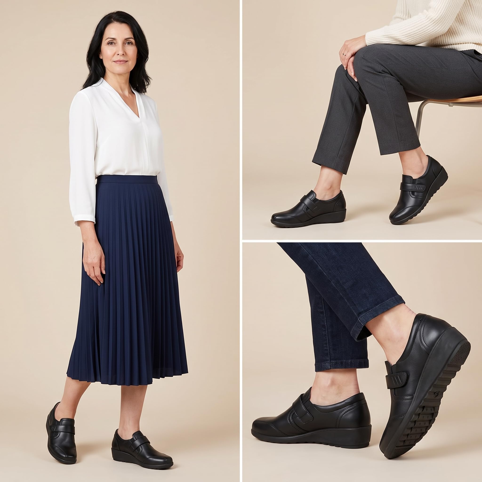 Scarpe da Donna Basse Senza Lacci, Pelle Sintetica con Fodera in Pelle, Leggero - a Strappo