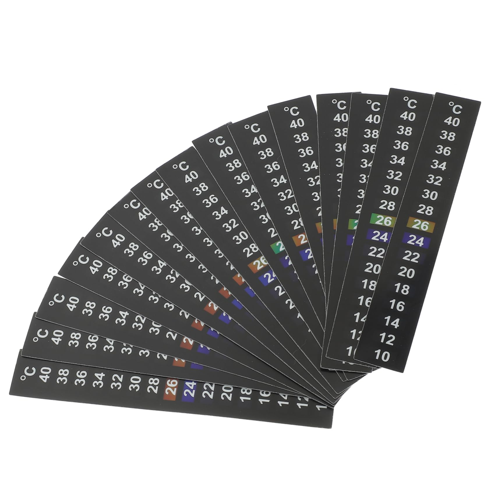 FOMIYES Lot De 10 Bandes De Mesure De Température Pour Aquarium Thermomètre Numérique Autocollant 18-34 °c Facile À Lire 15 Pièces X 10