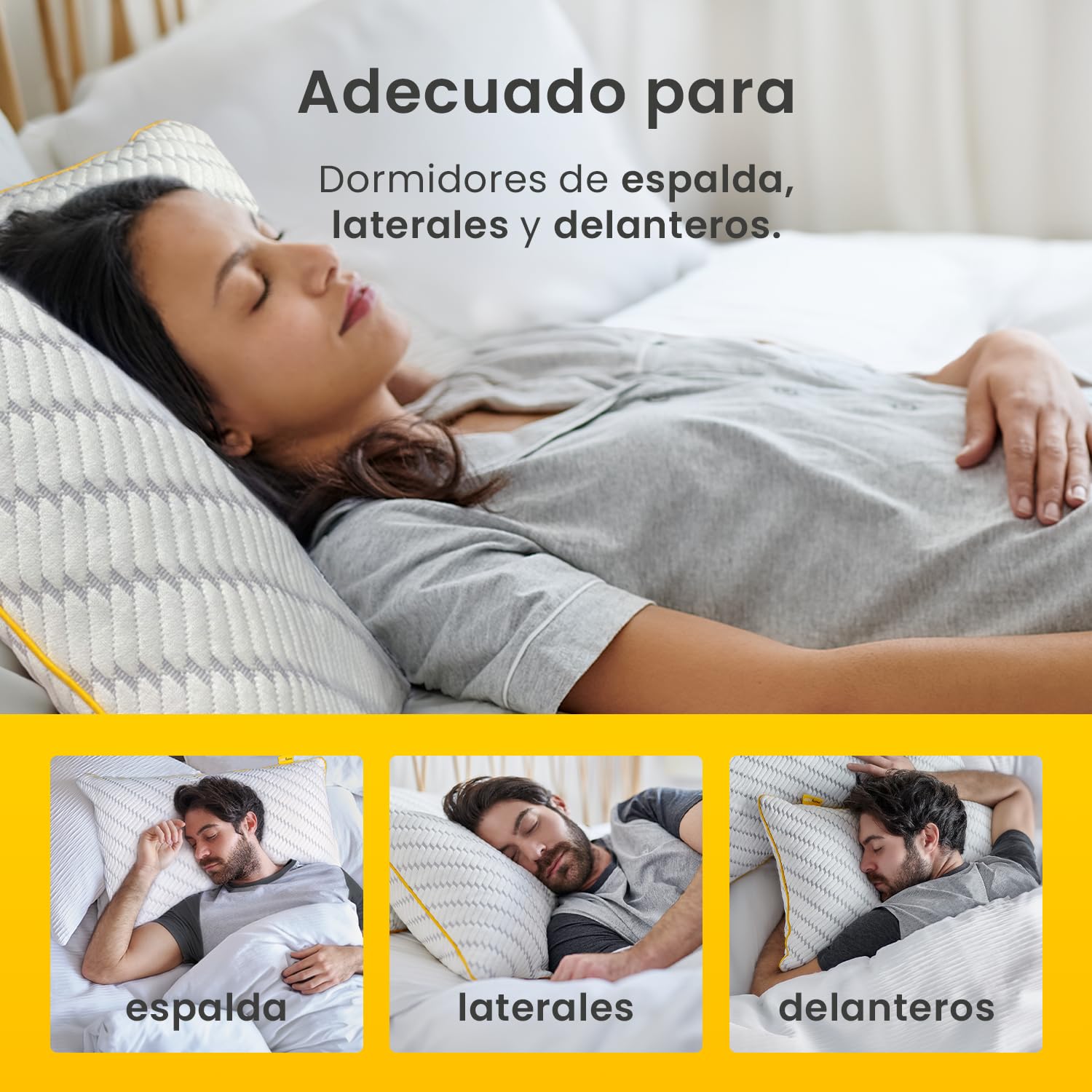 Cosi Home Almohada Viscoelástica Premium 71 x 45 cm Firmeza Ajustable, Transpirable con Funda de Bambú Extraíble y Lavable, Alivia tensión de Cuello y Cervical - Pack de 2