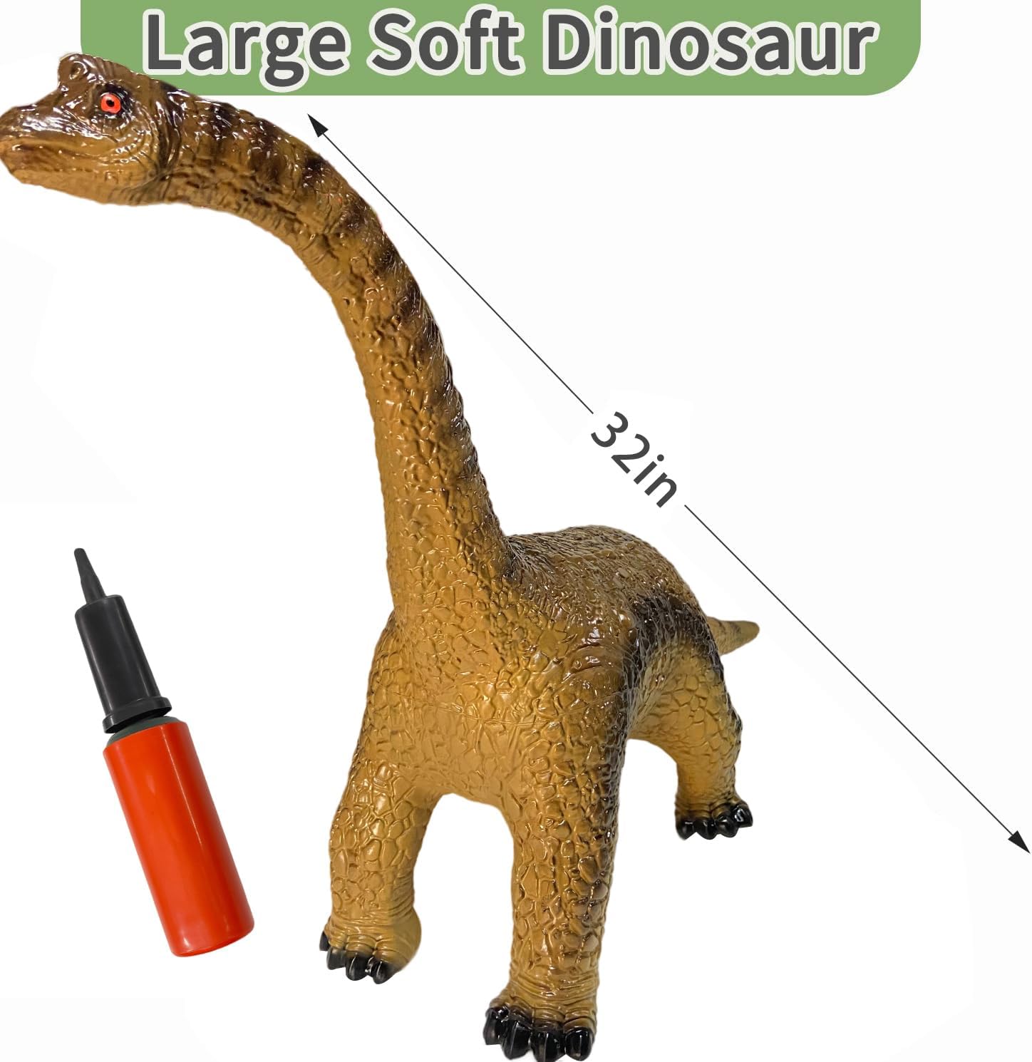 Big Brachiosaurus 32 inch, Dinosaur Toys for Kids 3-5, Large Dinosaur Toys for Kids Toddler Dinosaur Party Favors, Birthday Gifts for Boys Girls (Brown) - Image 2