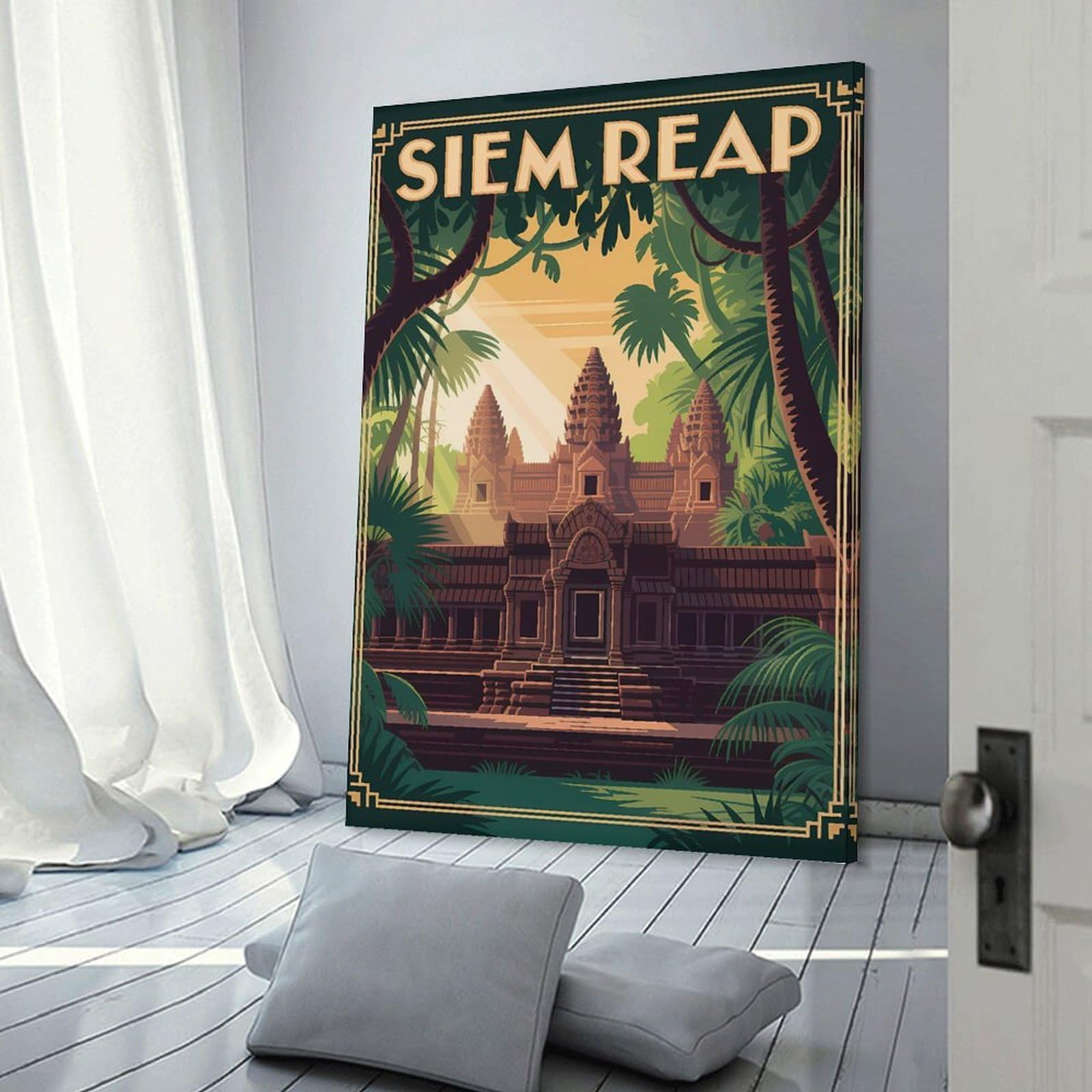 Junmoney Decorative Canvas Print Siem Reap Travel, 24x36inch(60x90cm), for New Homes, Bedrooms Or Workspaces, A Wall Art Gift for Fresh Interiors