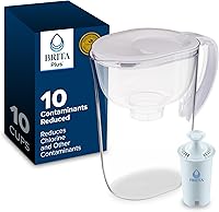 Brita 10 Cup Water Filter Pitcher with Plus Filter - Reduces 2X Chlorine, Mercury, Cadmium, Copper | BPA-Free, SmartLight