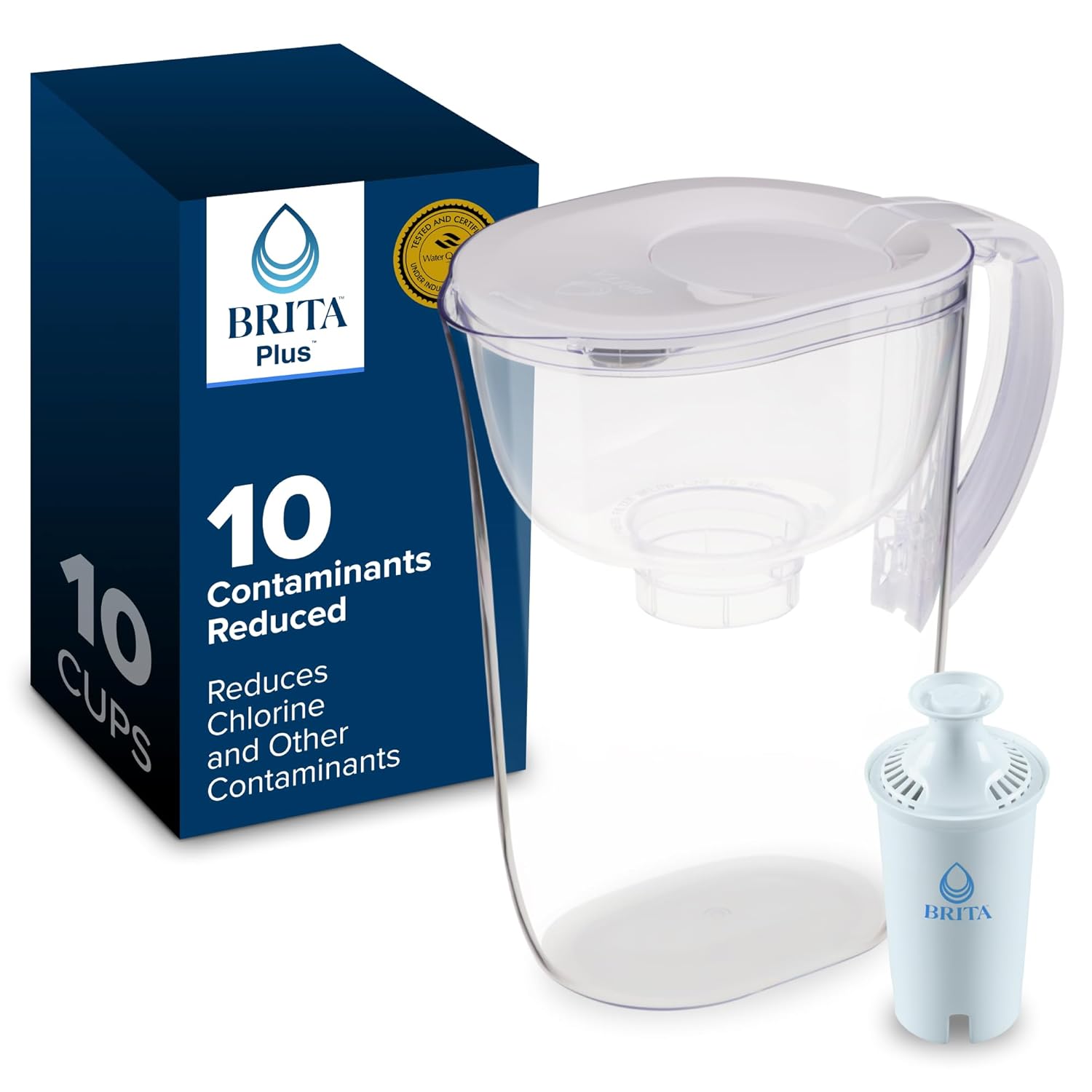 Brita Large 10 Cup Water Filter Pitcher 1 BritaPlus Filter Everyday Clear Package May Vary