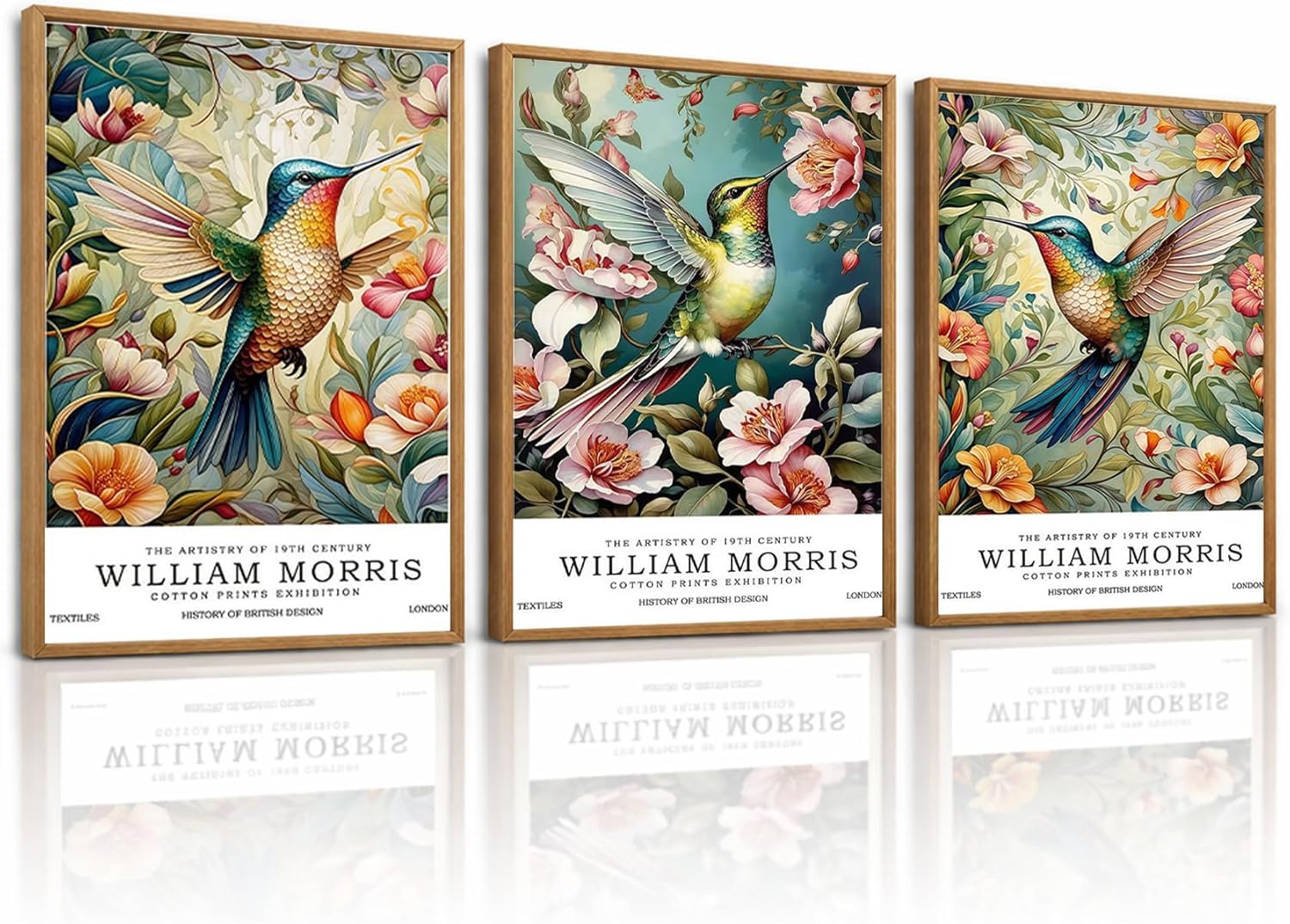 lianyibo William Morris Hummingbird Canvas Wall Art Botanical Floral Bird Poster Prints Living Room Bedroom, Office Decor(50 x 75 x 3/bez ramki)