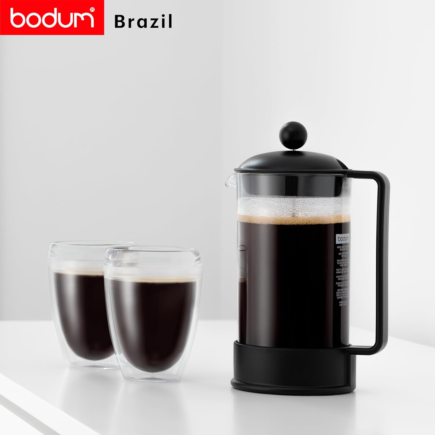 BODUM Brazil 8 Cup French Press Coffee Maker, Black, 1.0 l, 34 oz
