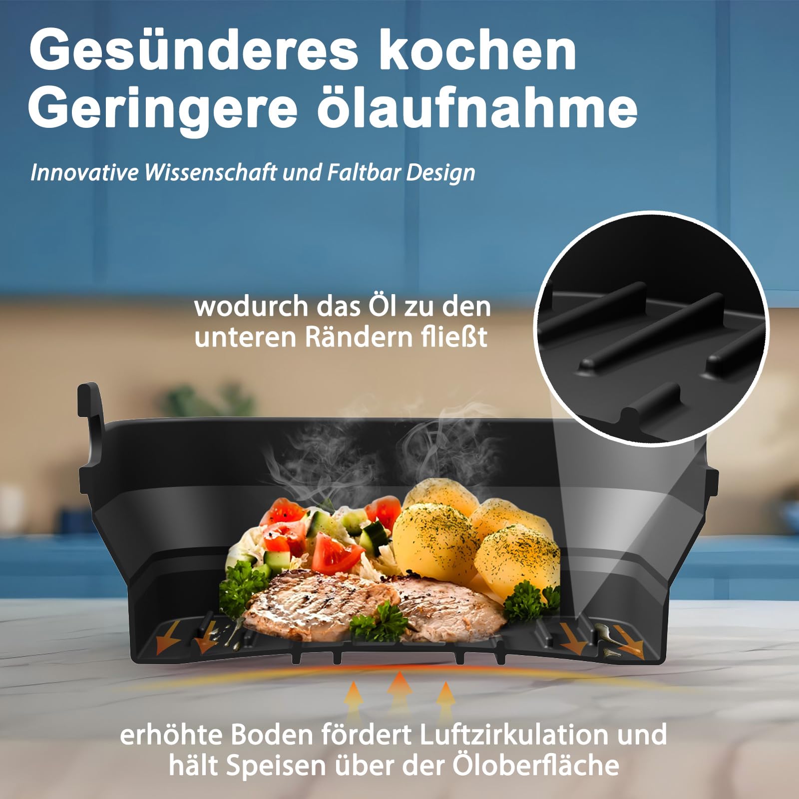 Heißluftfritteuse Zubehör für Philips Airfryer 3000-5000 Serie 9L | Faltbar Silikonform Zubehör Set, Wiederverwendbare Auflaufform Einsatz, Für Philips Dual Basket Airfryer NA350/NA550 9L