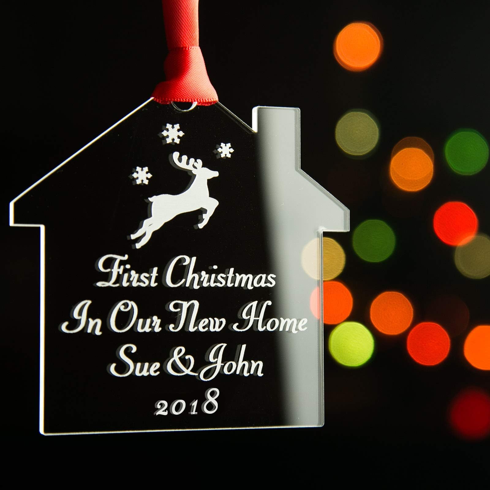 Engravity Personalised First Christmas In New Home House Shaped Bauble Newlywed Couples Xmas Gift Idea