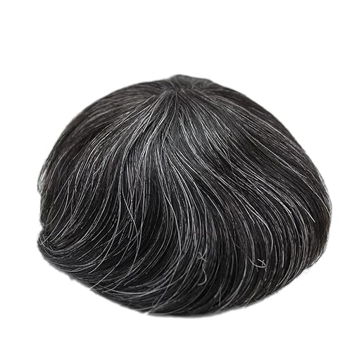 Toupee para hombres, sistema de cabello gris al 20%, línea capilar invisible, color negro natural, sistema de unidad de cabello 1B20 (1B20 -