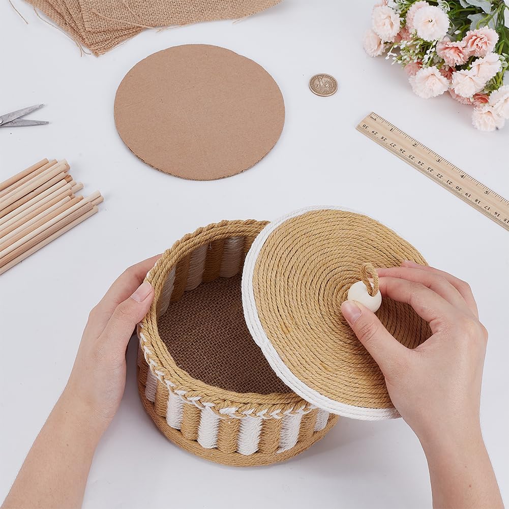 FREEBLOSS Woven Basket Kit Round Cardboard Woven Basket Kit DIY Woven Basket Set Macrame Cord Woven Basket Kit for Beginners Basket Weaving Supplies Multifunctional Hand-Woven Storage Basket