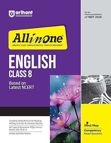 Arihant All In One English Class 8th Based On Latest NCERT For CBSE Exams 2025 | Mind map | All type of Questions, MCQs, Extract Based, VSA, SA &amp; LA