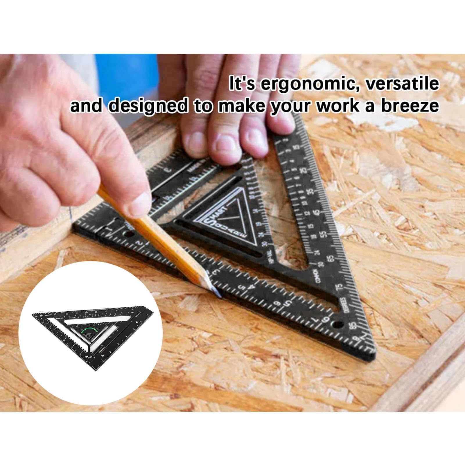 Professionelles Winkelmaß für Zimmerleute, hochpräzises Dreiecklineal aus Aluminiumlegierung, Sparrenhalter