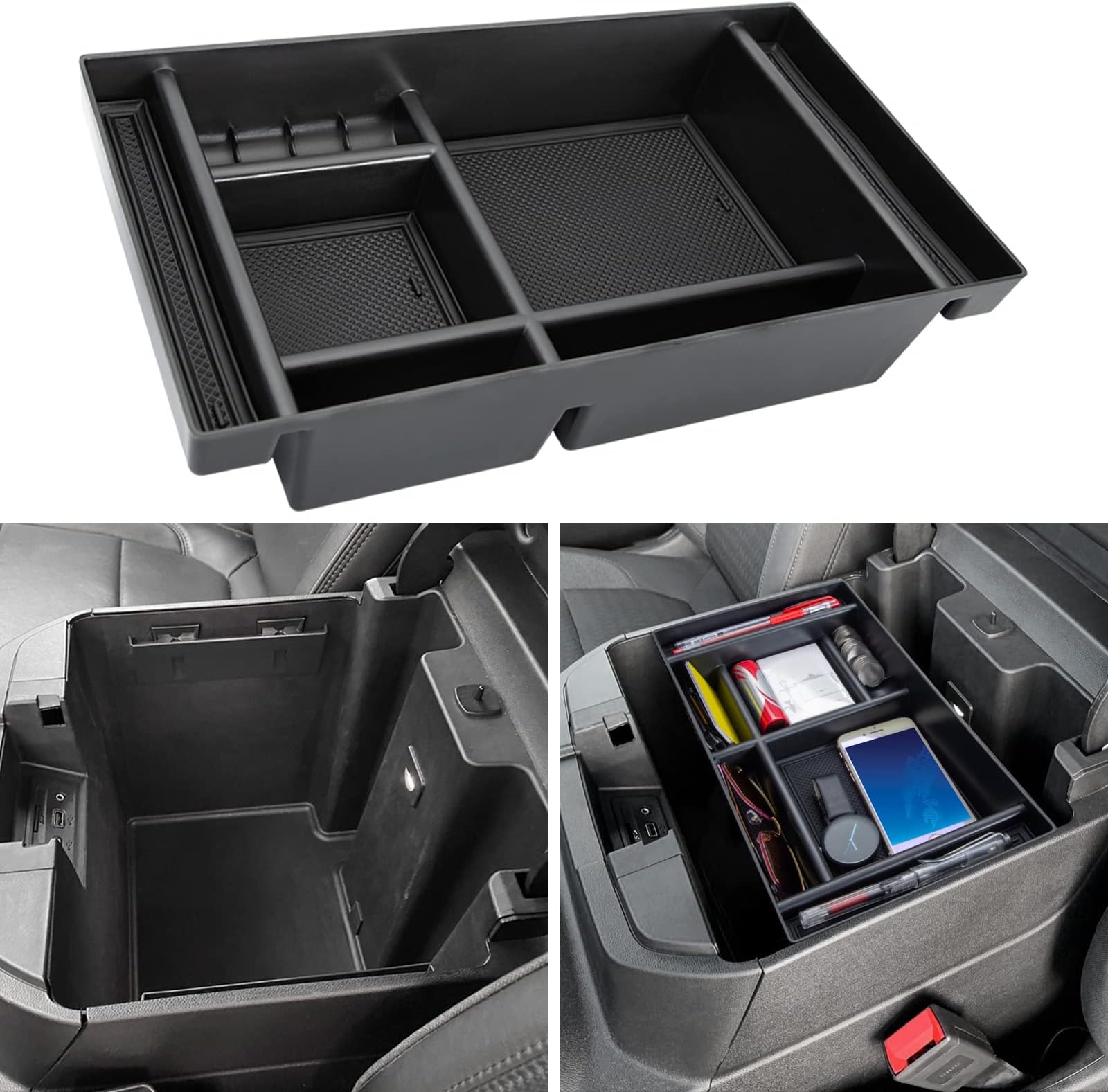 PIMCAR Center Console Organizer Compatible with 2020 2021 Chevy Silverado/GMC Sierra 1500/2500 HD/3500 HD Accessories and 2019 Chevy Silverado 1500/GMC Sierra 1500 - Full Console w/Bucket Seats ONLY