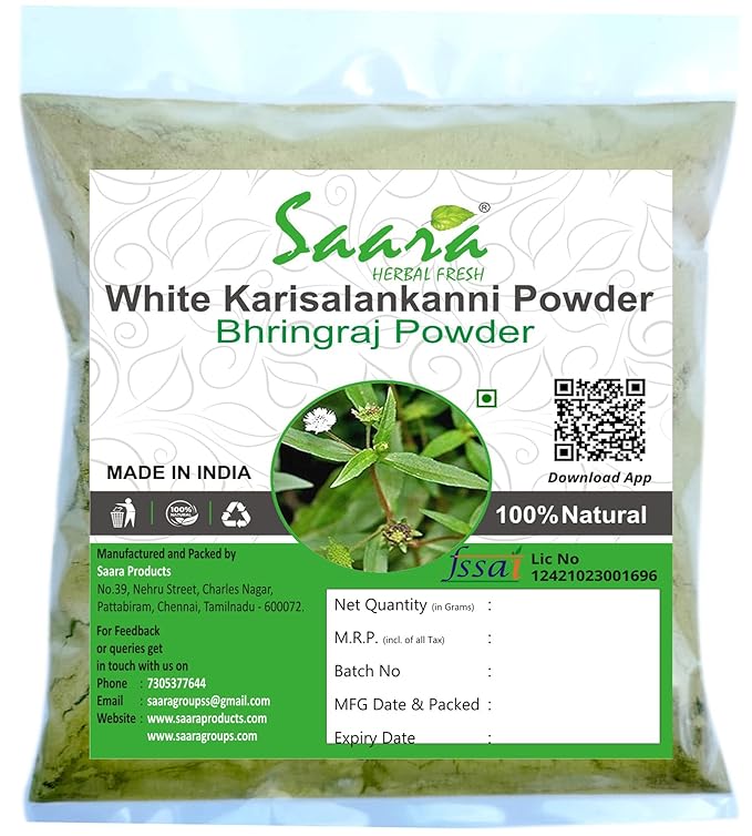 Saara HERBAL FRESH White Karisalankanni Powder, 300g, Bhringraj