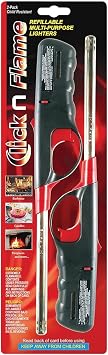 2 Pack Click and Flame Refillable Lighter for grilling / camping / home