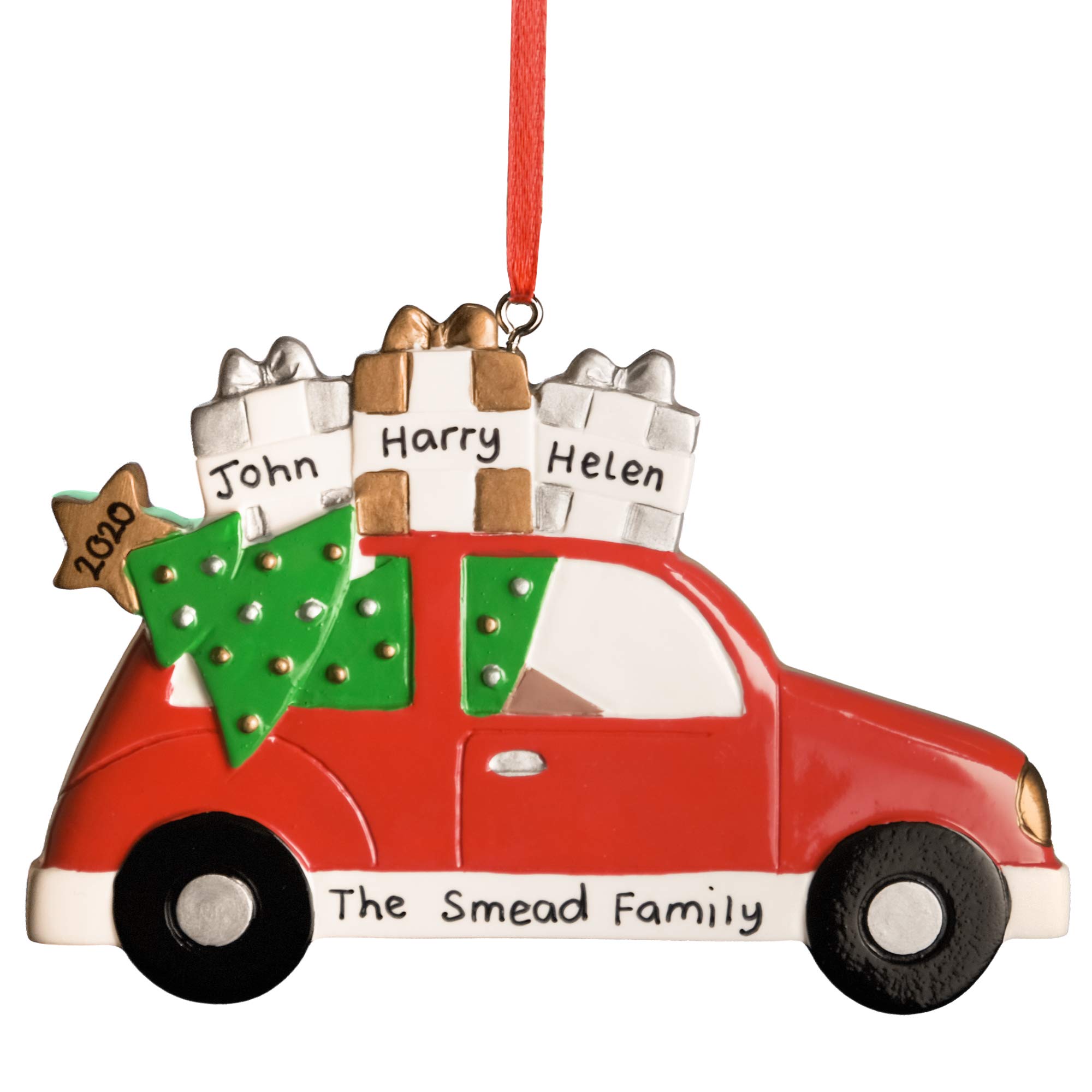 Personalised Christmas Decoration Gift Any Name Car Hanging Bauble Tree Ornament Xmas Decor (3 parcels)