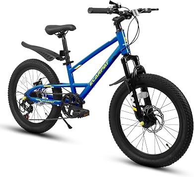 20 Inch Kids Bike, Kids Bicycles for Boys and Girls Ages 6-12, with Front Suspension and Disc Brakes, 7-Speed, Ideal Kids Bikes Gifts, Multiple Colors