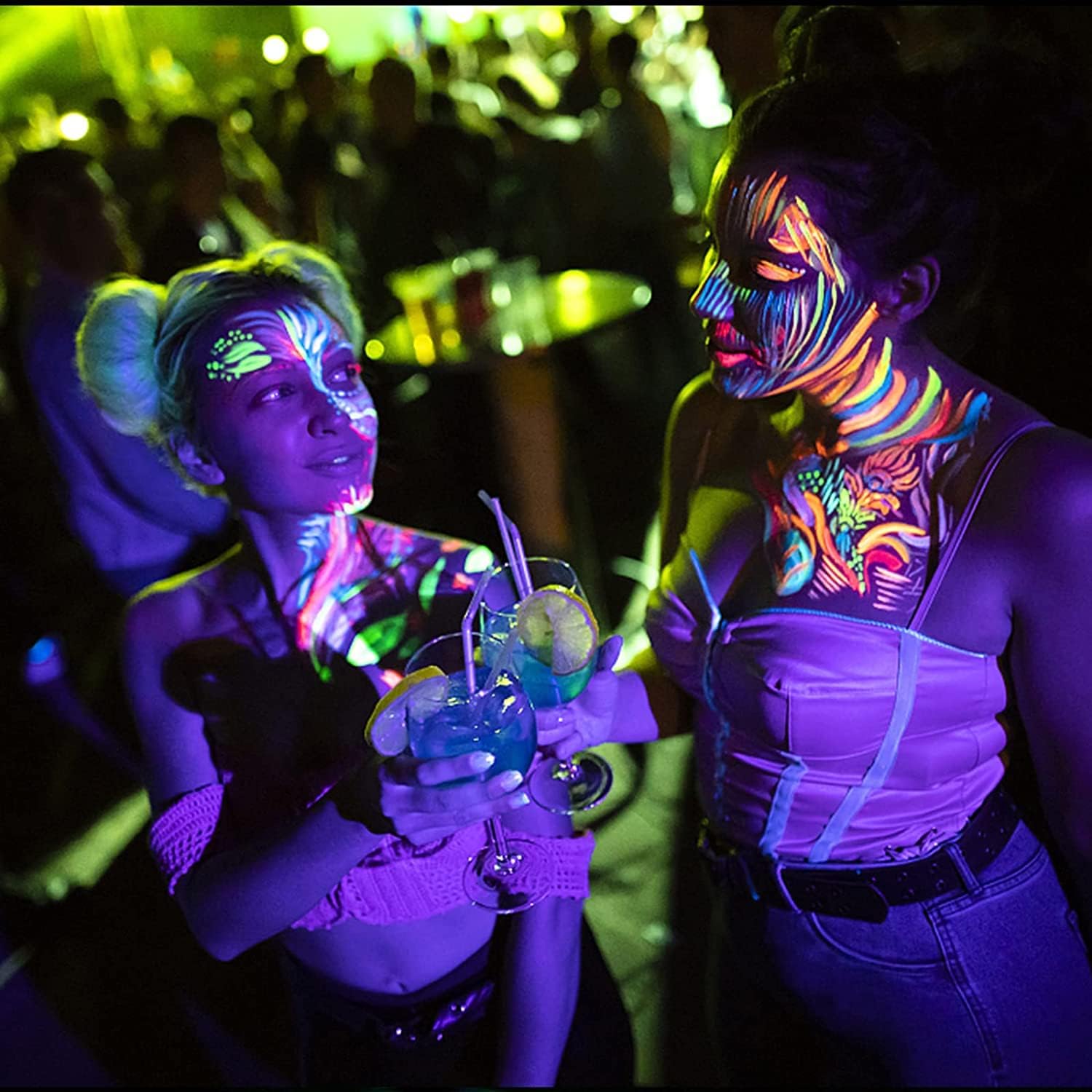 24 Pcs Glow in The Light Body Face Paint, Glow in The Dark Face Body Paint Glow Sticks Makeup Face Painting Kits for Adult, Neon Face Paint Crayons for Halloween and Parties Glow Party Supplies - Image 7