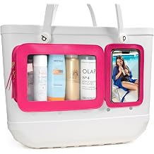 LETGO Clear Insert Bag for Bogg Bag Accessories - 2 Packs Leather Zipper Insert Pouch for Bogg Tote Travel Makeup Clean Toiletry Handbag Organizer Cosmetic Divider Storage Inner PouchHot Pink