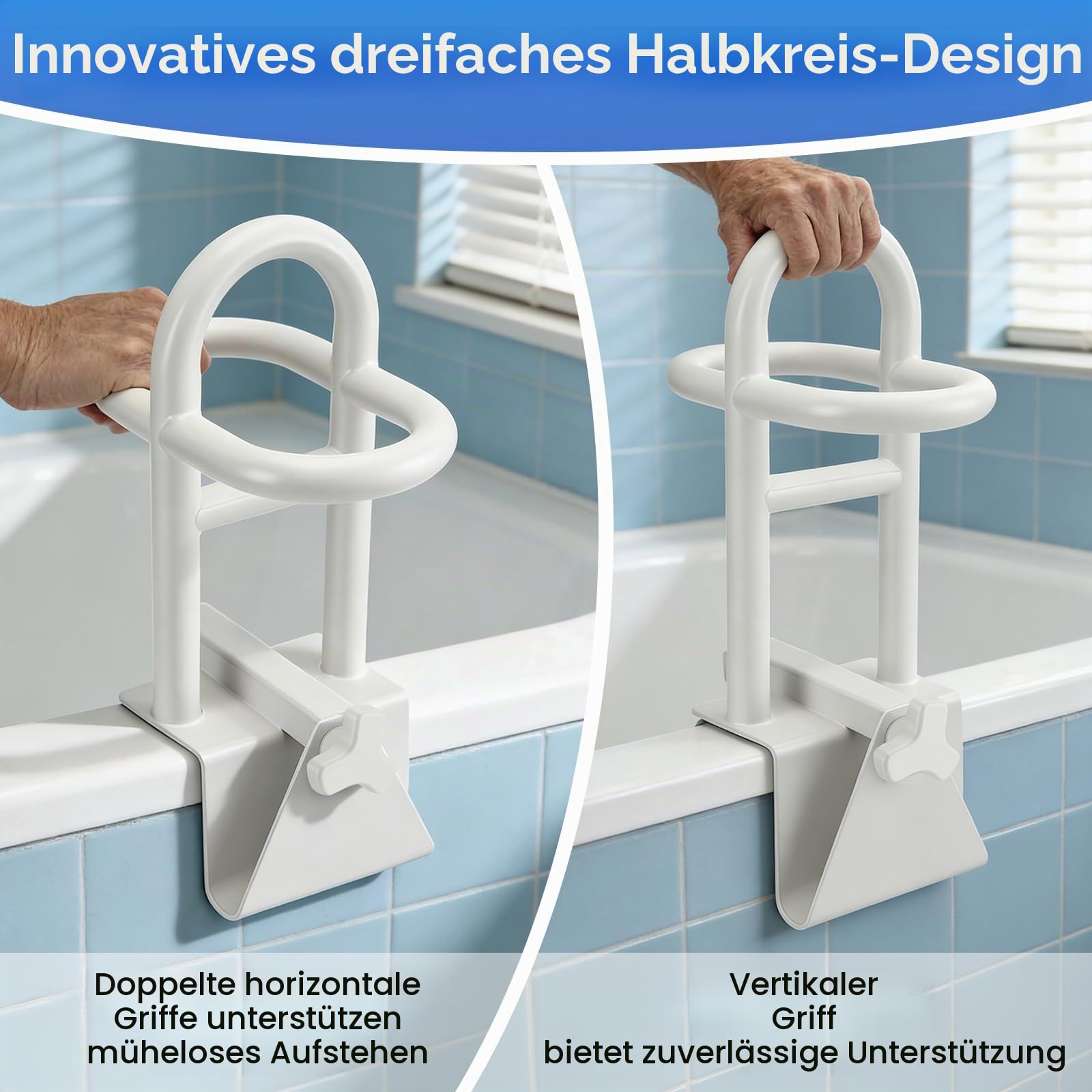 Einstiegshilfe Badewanne Für Senioren, Badewannengriff Ohne Bohren, Verstellbar Breite 8~17cm, Badewannen Einstiegshilfe, Haltegriff Badewanne Für ältere Menschen, Schwangere, 150kg