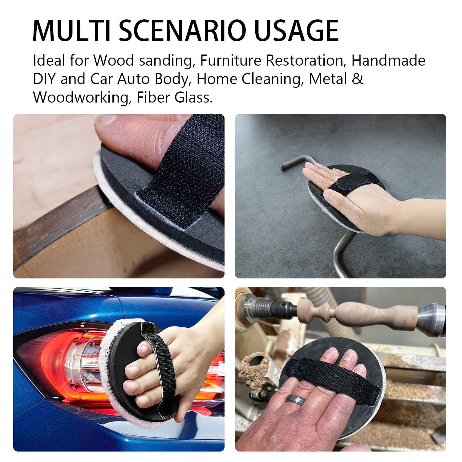 SCOTTCHEN Hand Sanding Pad, 5” Hand Sanding Hook and Loop pad, Hook and Loop Discs,with 5”Sanding Discs Total 18pcs(Grit 60/150/240/320/400/600)