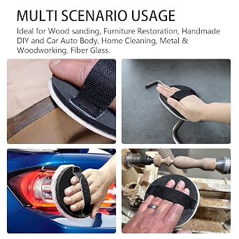SCOTTCHEN Hand Sanding Pad, 5 Hand Sanding Hook and Loop pad, Hook and Loop Discs,with 5Sanding Discs Total 18pcs(Grit 60/150/240/320/400/600)