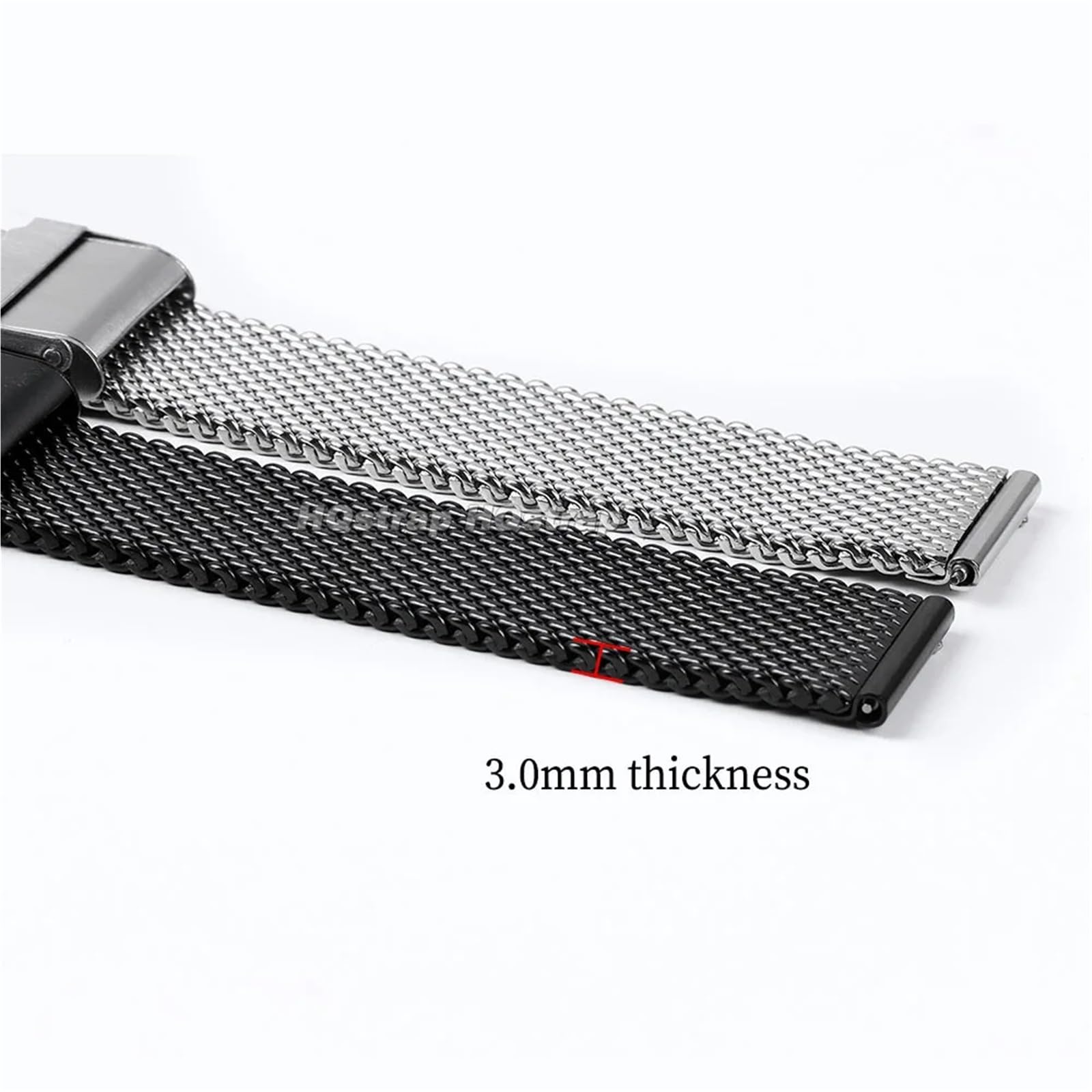1,0 mm Milanaise-Mesh-Armband, 18 mm, 20 mm, 22 mm, 24 mm, Uhrenarmband, 3 mm Dickes Edelstahl-Armband, universelle Faltschließe