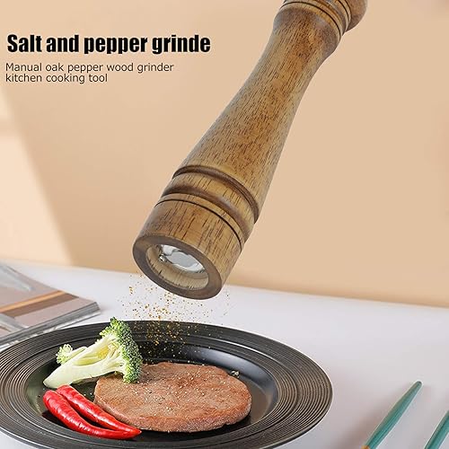 Miniatura 2 de Donfafecuer Molinillo de sal y pimienta, molinillo de pimienta, molinillo de pimienta, utensilios de cocina, madera de roble, molinillo manual de