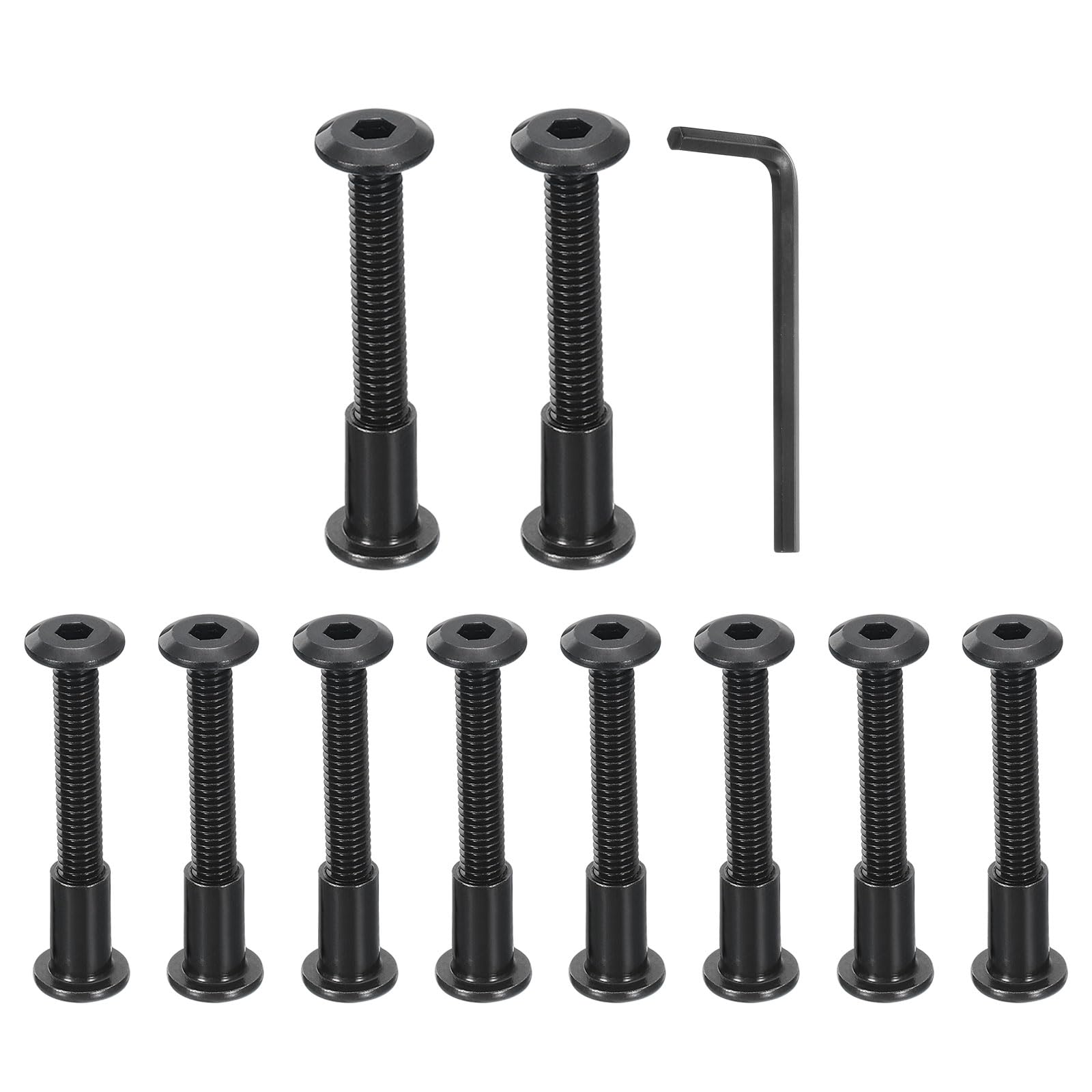 HARFINGTON 10Sets M6x45mm Hex Drive Socket Cap Bolt and M6x15mm Nuts with Hex Wrench, Furniture Connector Bolts and Screws for Furniture Countersunk