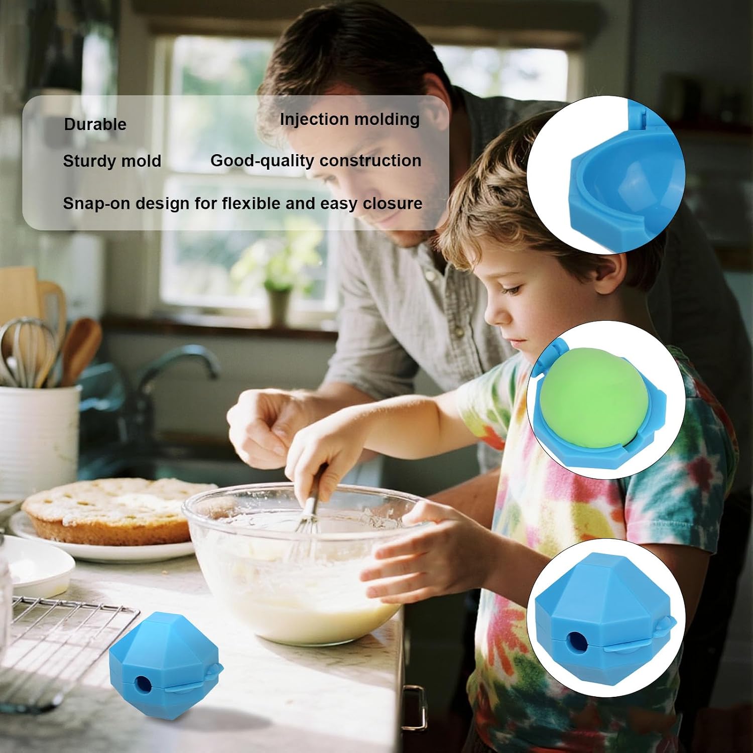 2pcs Round Cake Pop Molds, Sphere Cake Pop Circle Maker Plastic Baking Mold Shapes Tool for DIY Baking Home Kitchen Birthday & Party Dessert (Blue)
