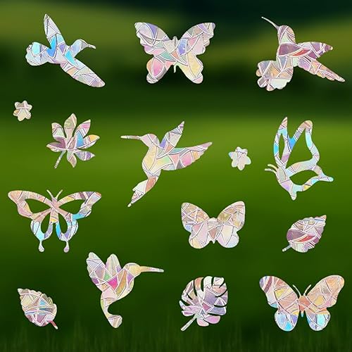 Adhesivos de ventana para golpes de pájaros, anticolisión, calcomanías de ventana de arco iris, vinilo estático, atrapa el sol