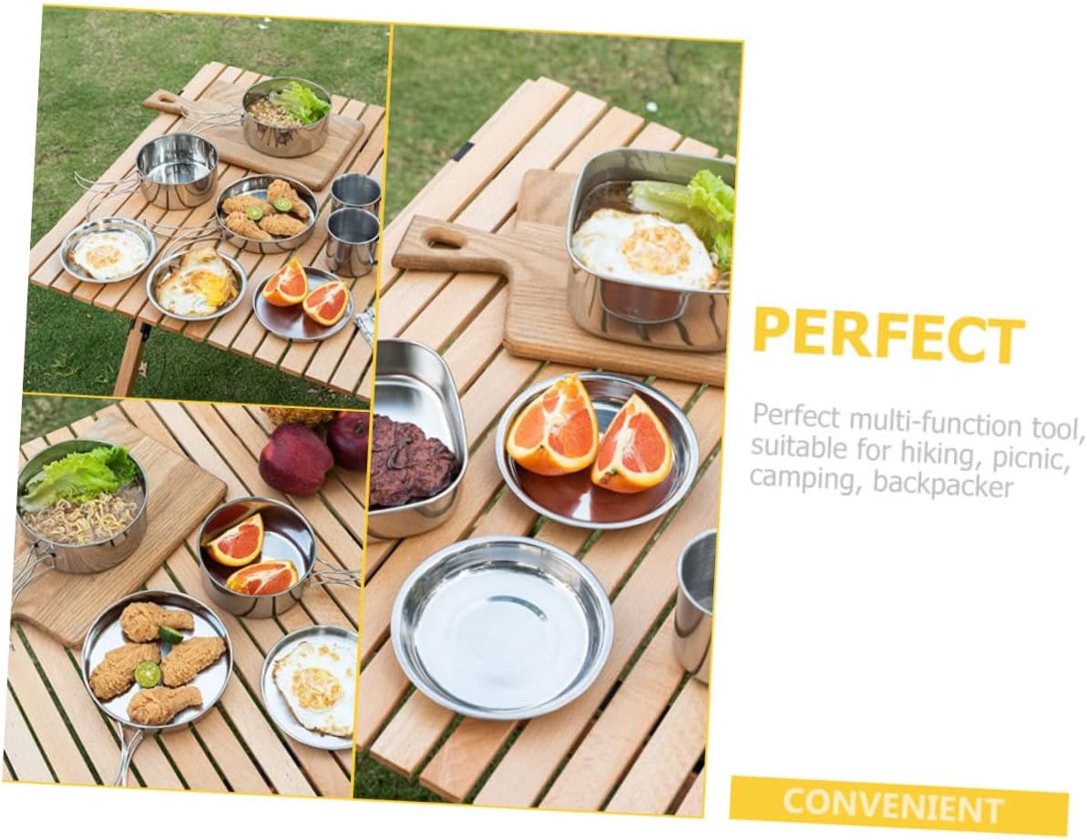 Portable Stainless Steel Camping Cookware Set Convenient Outdoor Cooking Pot for Hiking Backpacking and Camping Activities Collapsible Mess Kit