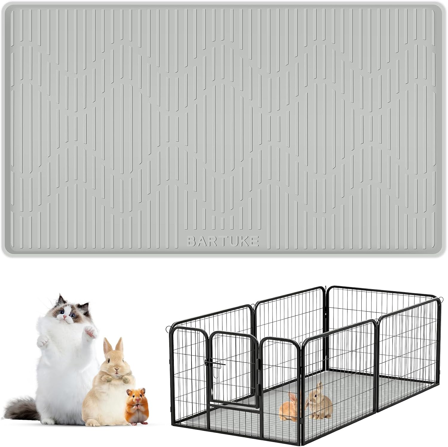 Silicone Pet Cage Liner Mat, 46” x32” Small Animals Floor Bed Mat Washable & Reusable Rabbit Playpen Mat, Pet Training Pads for Rabbits Guinea Pigs Bunny Hamster Cats Dogs