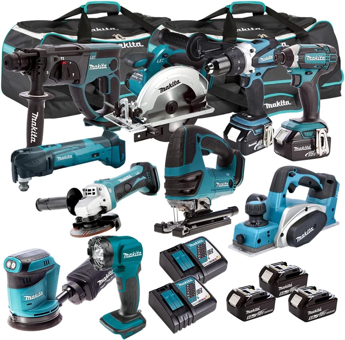 Makita 18V T4T10051PTA 10 Piece Cordless Power Tool Kit With 5 x 5.0Ah